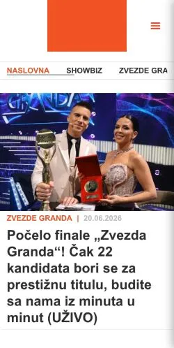 Anteprima del sito Grand Online, media di Serbia per articoli sponsorizzati
