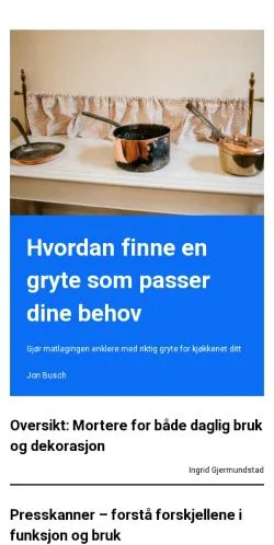 Podgląd witryny matbloggere.com, medium z kraju Norwegia do artykułów sponsorowanych