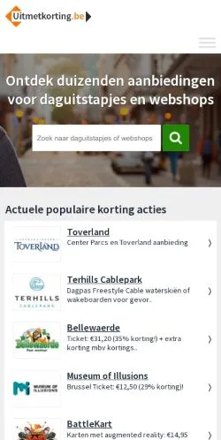 スポンサード記事向けのベルギーメディア、Uitmetkortingのサイトプレビュー