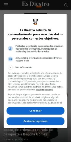 Anteprima del sito El Diestro, media di Spagna per articoli sponsorizzati