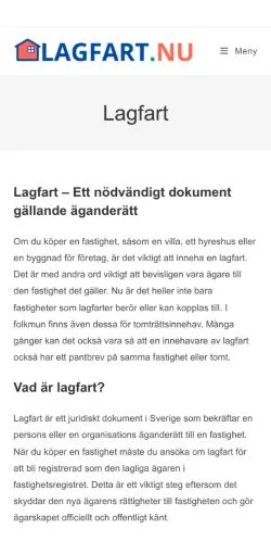Podgląd witryny Lagfart, medium z kraju Szwecja do artykułów sponsorowanych