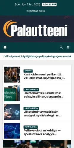 スポンサード記事向けのフィンランドメディア、Palautteeniのサイトプレビュー