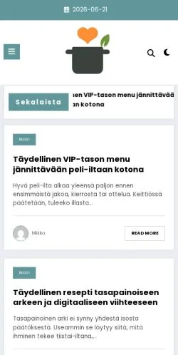 Anteprima del sito Reseptikokoelma, media di Finlandia per articoli sponsorizzati