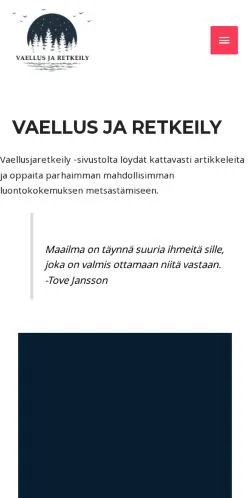 Podgląd witryny Vaellus & Retkeily, medium z kraju Finlandia do artykułów sponsorowanych