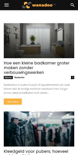 Anteprima del sito Wanadoo, media di Belgio per articoli sponsorizzati