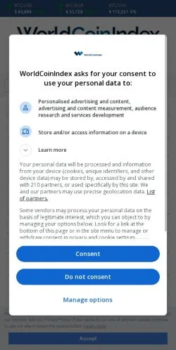 スポンサード記事向けのアメリカ合衆国メディア、WorldCoinIndexのサイトプレビュー
