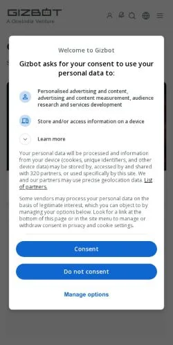 Aperçu du site Gizbot, média de États-Unis pour articles sponsorisés