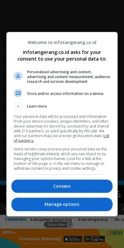 Anteprima del sito Info Tangerang, media di Indonesia per articoli sponsorizzati