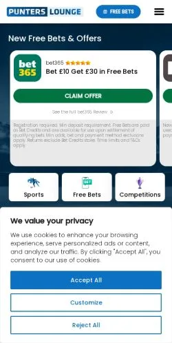 スポンサード記事向けのイギリスメディア、Punters Loungeのサイトプレビュー