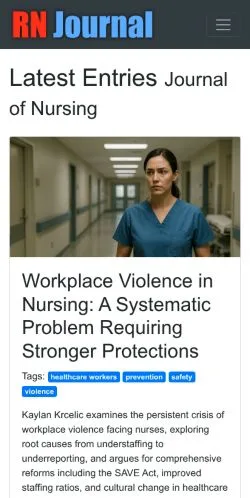 Preview of the RN Journal website, a media outlet in United States for sponsored articles