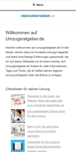 Anteprima del sito Umzugsratgeber, media di Germania per articoli sponsorizzati