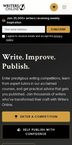 Anteprima del sito Writers Online, media di Regno Unito per articoli sponsorizzati