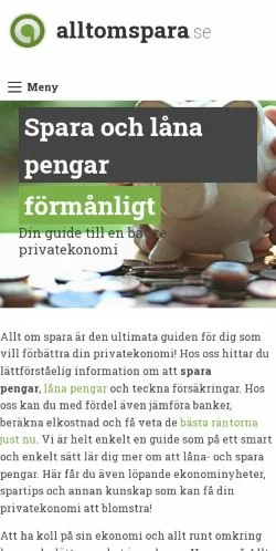 Podgląd witryny Allt Om Spara, medium z kraju Szwecja do artykułów sponsorowanych