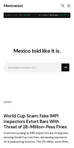 Podgląd witryny Mexicanist, medium z kraju Stany Zjednoczone do artykułów sponsorowanych