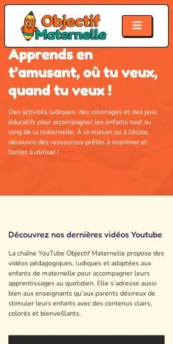 Pré-visualização do site Objectif Maternelle, meio de França para artigos patrocinados