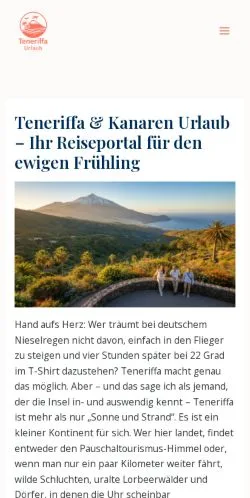 Anteprima del sito Teneriffa & Kanaren Urlaub, media di Germania per articoli sponsorizzati