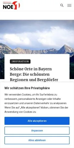 Anteprima del sito NOE 1, media di Austria per articoli sponsorizzati