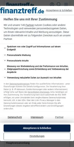 Aperçu du site Finanztreff, média de Allemagne pour articles sponsorisés