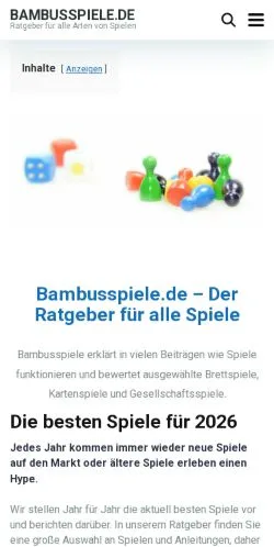 Anteprima del sito Bambusspiele Ratgeber, media di Germania per articoli sponsorizzati