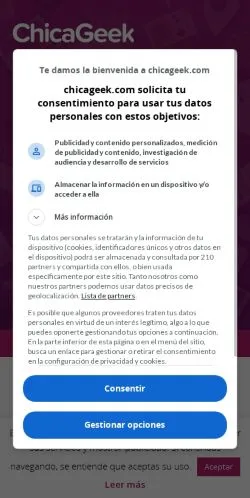 Förhandsvisning av webbplatsen ChicaGeek, medium i Spanien för sponsrade artiklar