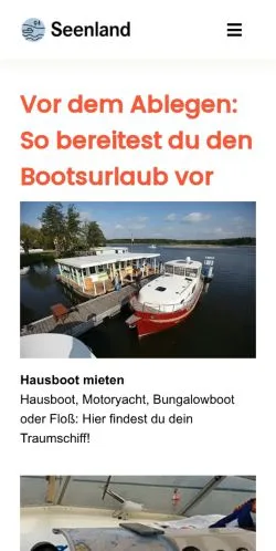 Anteprima del sito Hausboot Seenland, media di Germania per articoli sponsorizzati
