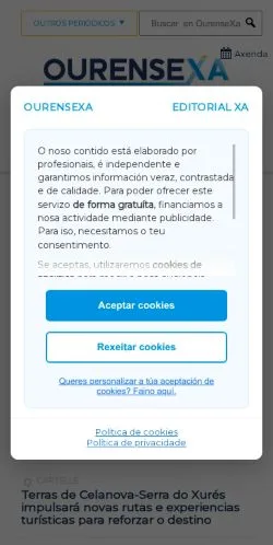 Anteprima del sito OurenseXa, media di Stati Uniti per articoli sponsorizzati