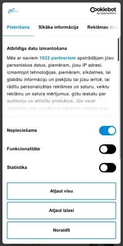Podgląd witryny ReTV, medium z kraju Łotwa do artykułów sponsorowanych