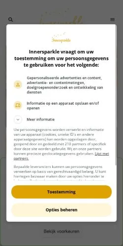 Anteprima del sito Innersparkle, media di Belgio per articoli sponsorizzati