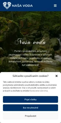 Podgląd witryny Naša Voda, medium z kraju Słowacja do artykułów sponsorowanych