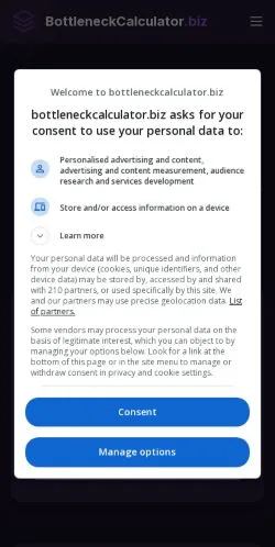 스폰서 기사용 미국 매체 Bottleneck Calculator 사이트 미리보기