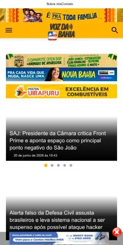 스폰서 기사용 브라질 매체 Voz Da Bahia 사이트 미리보기