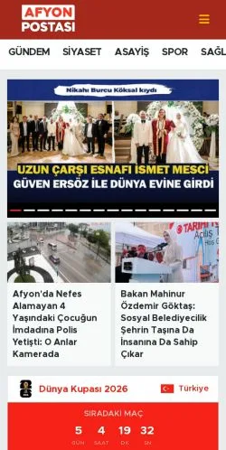Anteprima del sito Afyon Postası, media di Turchia per articoli sponsorizzati