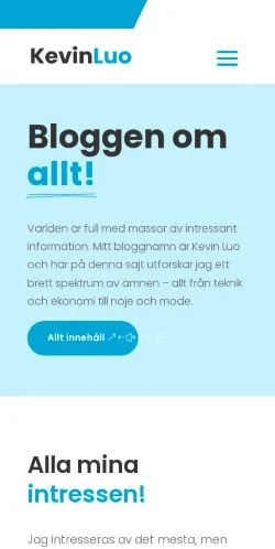 Voorbeeld van de site KevinLuo, medium uit Zweden voor gesponsorde artikelen