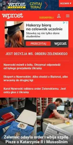 Preview of the Wprost website, a media outlet in Poland for sponsored articles