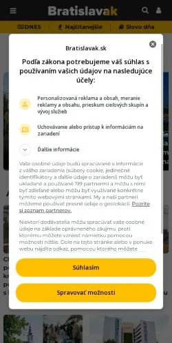 스폰서 기사용 슬로바키아 매체 Bratislavak 사이트 미리보기