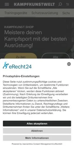 Anteprima del sito Kampfkunstwelt, media di Germania per articoli sponsorizzati