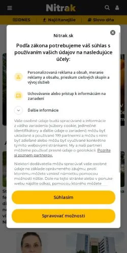 Vista previa del sitio Nitrak, medio de Eslovaquia para artículos patrocinados