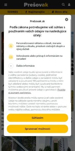 Anteprima del sito Prešovak, media di Slovacchia per articoli sponsorizzati