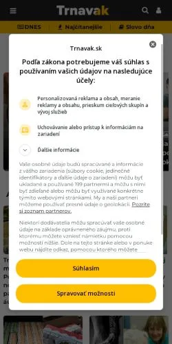 Podgląd witryny Trnavak, medium z kraju Słowacja do artykułów sponsorowanych