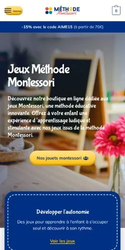 Podgląd witryny Jeux Méthode Montessori, medium z kraju Francja do artykułów sponsorowanych