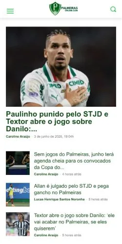 Anteprima del sito Palmeiras Online, media di Brasile per articoli sponsorizzati