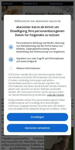 Anteprima del sito Abessinier Katze, media di Germania per articoli sponsorizzati