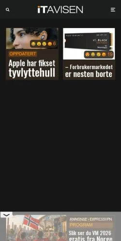Anteprima del sito ITavisen, media di Norvegia per articoli sponsorizzati