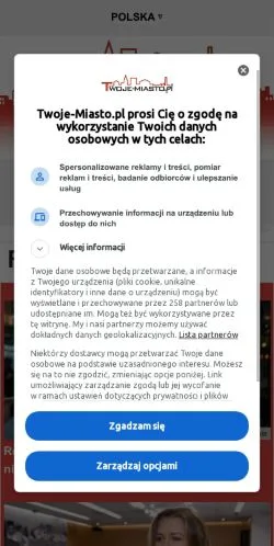 Anteprima del sito Twoje Miasto, media di Polonia per articoli sponsorizzati