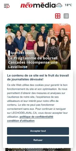 Anteprima del sito L'Écho De Laval, media di Canada per articoli sponsorizzati