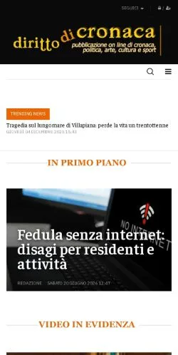 Forhåndsvisning av nettstedet Dirittodicronaca, medium fra Italia for sponsede artikler