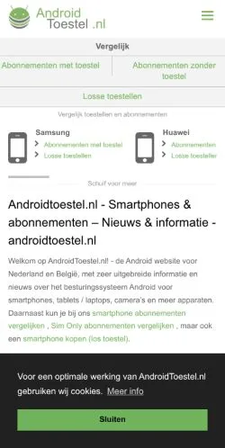 Voorbeeld van de site Androidtoestel, medium uit Nederland voor gesponsorde artikelen