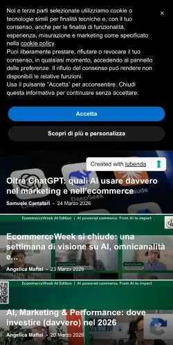 Vista previa del sitio Ecommerce Guru, medio de Italia para artículos patrocinados