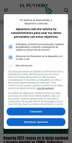 Anteprima del sito El Puntero, media di Messico per articoli sponsorizzati