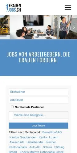 Anteprima del sito Frauenjobs, media di Svizzera per articoli sponsorizzati